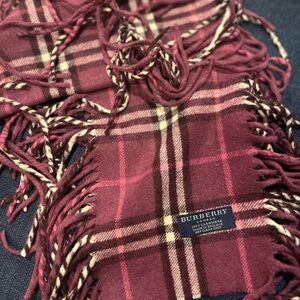 Burberry Plum and Cream Plaid Cashmere Scarf